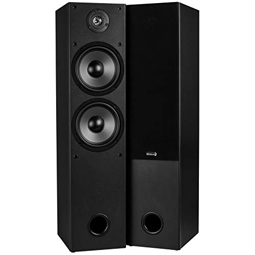 Dayton Audio T652 Dual 6-1/2' Woofers and 5/8' Dome Tweeter 2-Way Tower Speaker Pair - 30' Inches Tall - 90 Watts RMS, 150 Watts Max, 6 Ohms Impedance (4 to 8 Ohms Compatible)