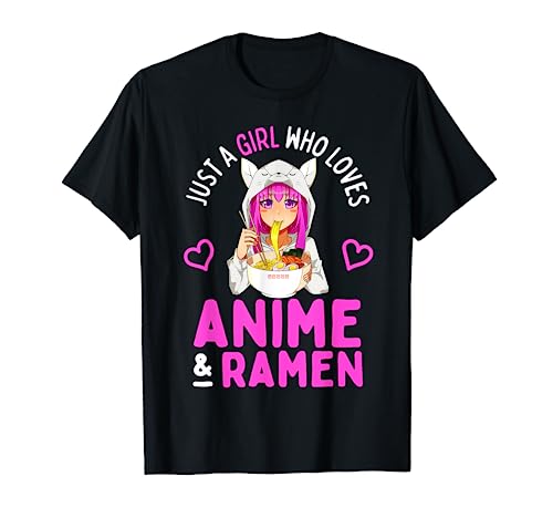 Just a Girl Who Loves Anime and Ramen Bowl Japanese Girls T-Shirt