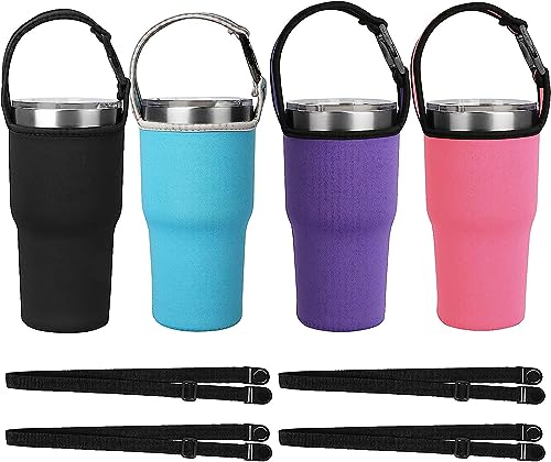 4 Packs 30oz Tumbler Carrier Holder Pouch with Shoulder Strap, Fit for YETI, Rtic, Atlin, Ozark Trail, Rambler 30 oz Insulated Tumbler Coffee Cup for 30oz Stainless Steel Travel Insulated Coffee Mug