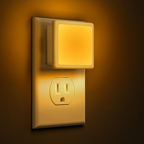 L LOHAS LED Night Lights Plug into Wall 2-Pack, 0.3W Plug in Night Light, Dusk to Dawn, 2000K Amber Light, Sleep Aid Nightlight Auto-On/Off, for Adults Kids Room, Bedroom, Bathroom, Hallway, Non-Dim