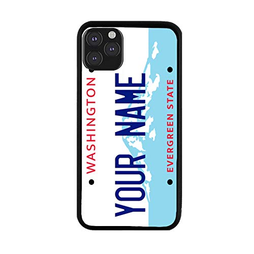Bleu Reign Personalized Phone Case for iPhone Washington State License Plate, iPhone 5 to 15 (Add Custom Name)