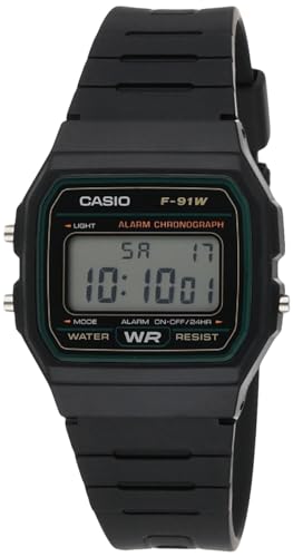 Casio F-91W-3DG - Black Watch, Black/White, Strip