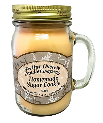 Our Own Candle Company Homemade Sugar Cookie Scented Mason Jar Candle, 100 Hour Burn Time, Made in The USA - 13 Ounces