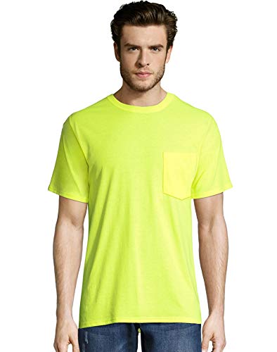 Hanes Men's Workwear Short Sleeve Tee (2-Pack), Safety Green, Large