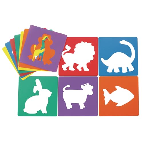 Colorations - EANST Animal Shape Stencils Set of 12 8' Plastic Stencils for Kids Arts and Crafts Material