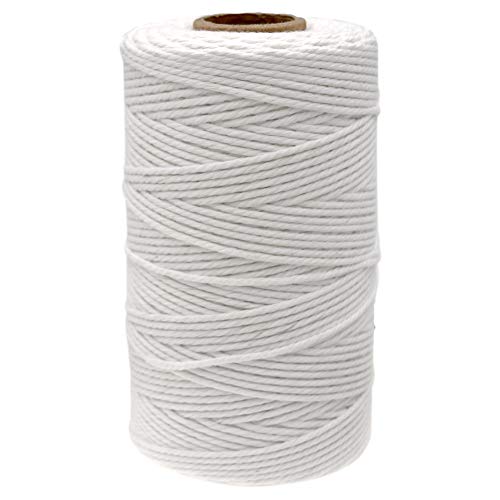 jijAcraft White String 328 Feet, 2mm Cotton Butchers Twine String, Kitchen Cooking Bakers Twine String for Meat, White Cotton String for Crafts,Gift Wrapping,Packing Materials String