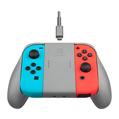 PDP Nintendo Switch JoyCon Grip with Charger, Joy-Con Ergonomic Comfort Nintendo Switch Controller Grip, JoyCon Trigger extensions and Battery indicators, Full Size Plus (Red/Blue)