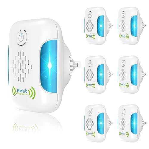 Ultrasonic Pest Repeller, Mouse Repellent Indoor Ultrasonic Plug in, Insect Rodent Repellent for House, Pest Defense for Bugs Roaches Insects Spiders Mice Mosquitoes Flies Cockroach, 6 Packs