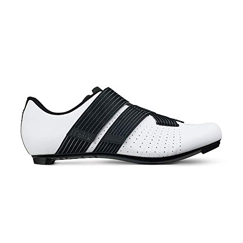 Fizik mens Tempo Powerstrap cycling footwear, White/Black, 10.5 - 11 US