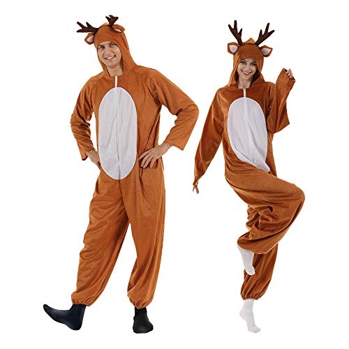 EraSpooky Christmas Reindeer Adult Costume Unisex Deer Animal Onesie Party Jumpsuit