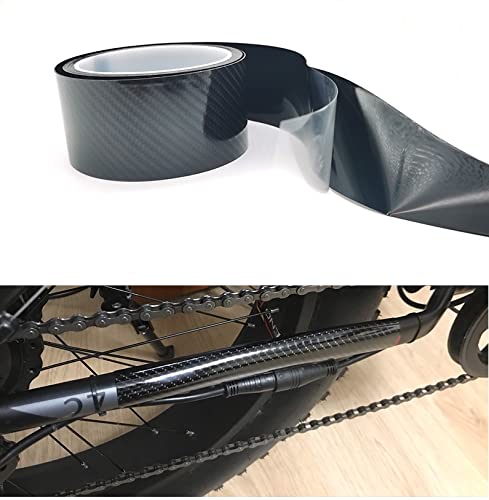 TURBOOST Bike Frame Protection Tape Sticker Vinyl Wrap Skin, MTB Paint Chainstay Chain Guard Corner Protector Film, Carbon Filter Pattern, 3m (120”) Length, Various Width Option (5)