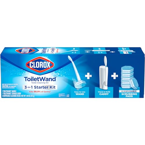 Clorox ToiletWand Toilet Cleaning Kit, ToiletWand, Caddy and 6 Refills, Pack of 6 (Pack May Vary)