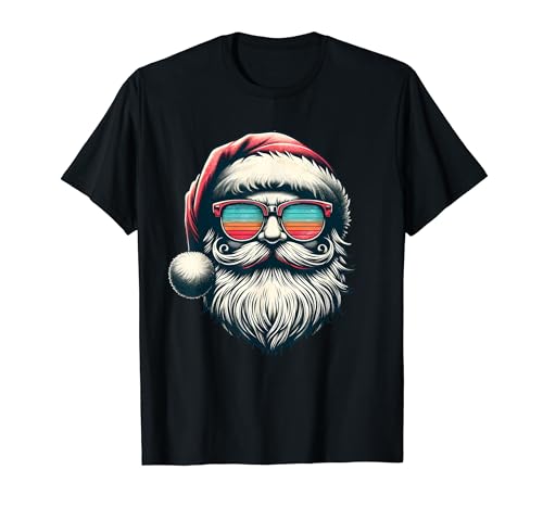 Santa Face Retro Sunglasses Christmas Xmas Men Women Kids T-Shirt