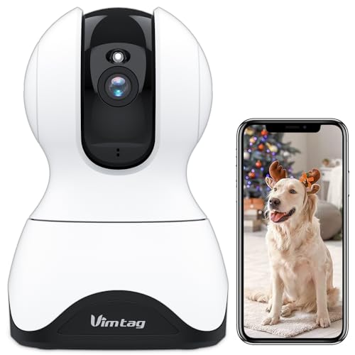 VIMTAG Pet Camera, 2.5K HD Pet Cam, 360° Pan/Tilt View Angel with Two Way Audio, Dog Camera with Phone APP, Motion Tracking Alarm,Night Vision,24/7 Recording with Cloud/Local SD, Smart Home Indoor Cam