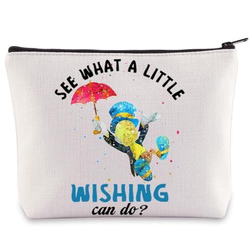 WZMPA Jiminy Cricket Cosmetic Bag Pinocchio Fans Gift See What a Little Wishing Can Do Jiminy Cricket Makeup Zipper Pouch Bag For Movie Fans (Little Wishing)