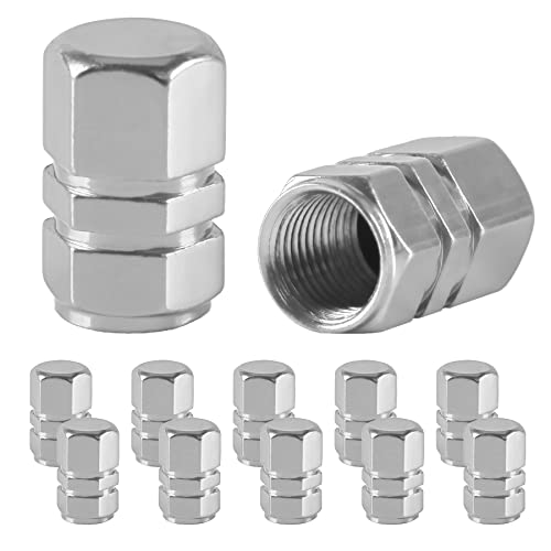JUSTTOP Car Tire Valve Stem Caps, 12pcs Air Caps Cover, Universal for Cars, SUVs, Bike, Trucks and Motorcycles-Silver