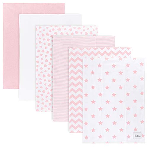 Comfy Cubs Burp Cloths 6 Pack Large 100% Cotton Washcloths Double Layered Absorbent Burping Cloth Extra Absorbent Baby Burp Cloth Extra Soft for Boys and Girls (Pink Pattern, Pack of 6)