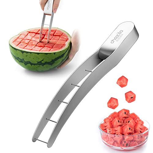 Choxila Watermelon Cutter Slicer,Stainless Steel Watermelon Cube Cutter Quickly Safe Watermelon Knife,Fun Fruit Knives Salad Melon Baller for Kitchen Gadget