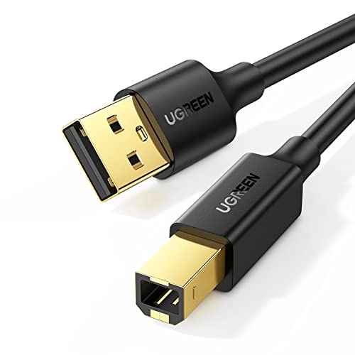 UGREEN 5ft USB A to B Printer Cable - High-Speed for HP, Canon, Brother, Samsung, Dell, Epson, Lexmark, Xerox, and More