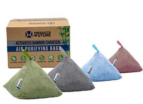4 Pack of 200g Naturally Activated Bamboo Charcoal Air Purifying Bags | Natural Home Deodorizer Bags | Charcoal Bags Odor Absorber For Pets | Odor Eliminator & Moisture Absorber Air Freshener Bags