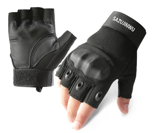 sazujinwu Summer Motorcycle Riding Gloves Tactical Gloves Full Finger Gloves Black