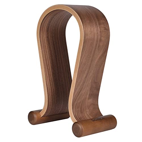 SAMDI Wood Headphone Stand, Headphones Hanger Holder Mount Omega Compatible for Sony, Bose, Shure, Jabra, JBL, AKG Gaming Headphones Display et. (Walnut)