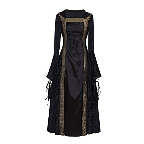 CosplayDiy Women's Medieval Renaissance Retro Gown Cosplay Costume Dress M Black