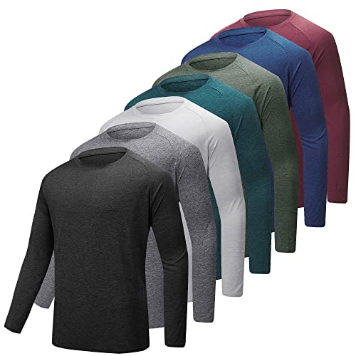 MLYENX 4-7 Pack Long Sleeve Shirts for Men Quick Dry Moisture Wicking Mens Long Sleeve Tee Shirts Workout T Shirts