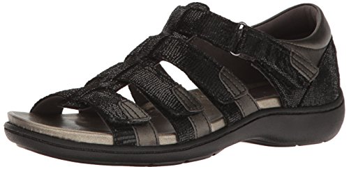 Aravon Women's Bromly Gladiator Sandal, Black, 7 Wide