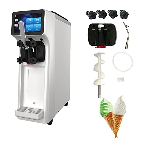 BZD Commercial Ice Cream Maker Machine - 1000W Single Flavor Soft Serve 110V Ice Cream Machine 2.7 to 4 Gallons/H Touch LCD Display & Auto Clean The Ideal Ice Cream Machine for Home Bars Restaurants