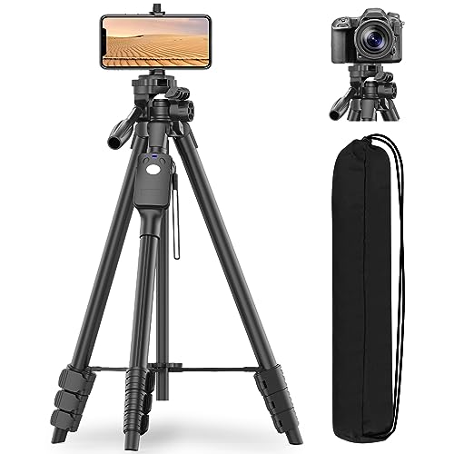 XXZU Tripod Professional Camera Tripods with Quick-Release Plate, 60' Tripod for Camera & Cell Phone Tripod Stand with Remote&Travel Bag, Tripod with Mount for Phone/Camera/Projector/Webcams