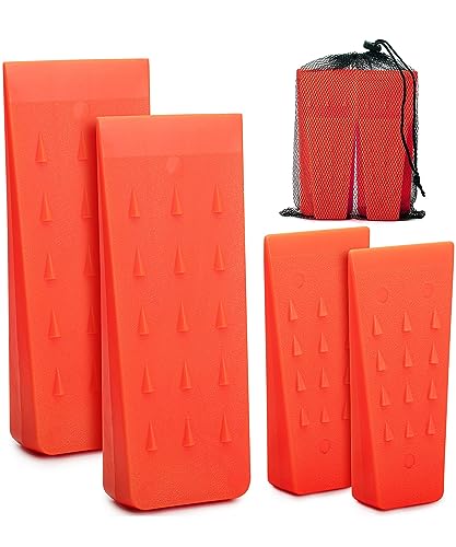 UNCO- Tree Felling Wedges with Spikes, 4Pack, 5.5' & 8' Wedges with Storage Bag, Splitting Wedge, Plastic Wedges, Logging Tools and Equipment, Chainsaw Wedges for Trees