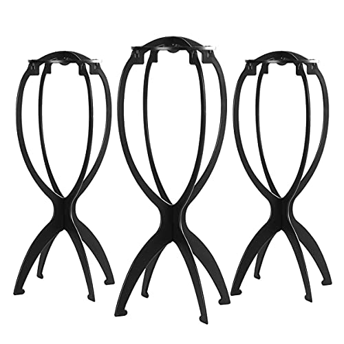 Dreamlover Wig Stand, Wig Head Stand for Multiple Wigs, Black, 3 Pack