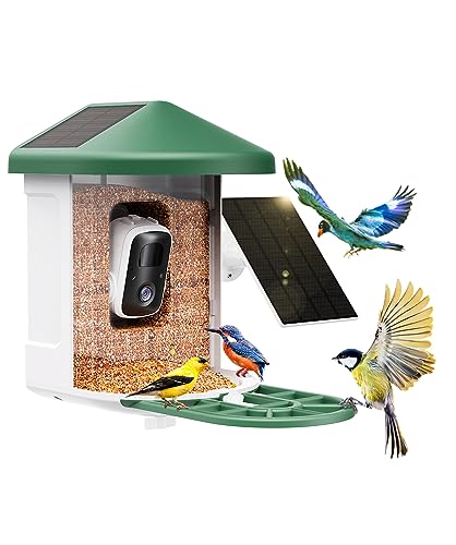 HARYMOR Bird Feeder with Camera with AI Identify Bird Species Solar Panel, Smart Bird House with Cam, Live View, Instant Arrival Alerts, Capture Bird Video, Gift for Bird Lover Watching Birds