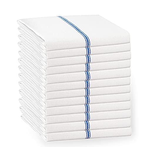 LANE LINEN Kitchen Towels Set - 100% Pure Cotton Dish Towels for Kitchen, Super Absorbent Kitchen Hand Towel, Blue Tea Towels, Soft & Durable Dish Cloths, Pack of 12 – 15”x25”, Blue Stripe