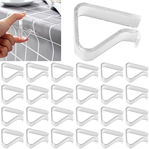 24 Pieces Transparent Clear Tablecloth Clips, Plastic Table Cloth Clips，Windproof Table Cover Holder Clamps，Table Cloth Holder for Christmas Home Wedding Party Indoor Outdoor Camping Picnic (Large)