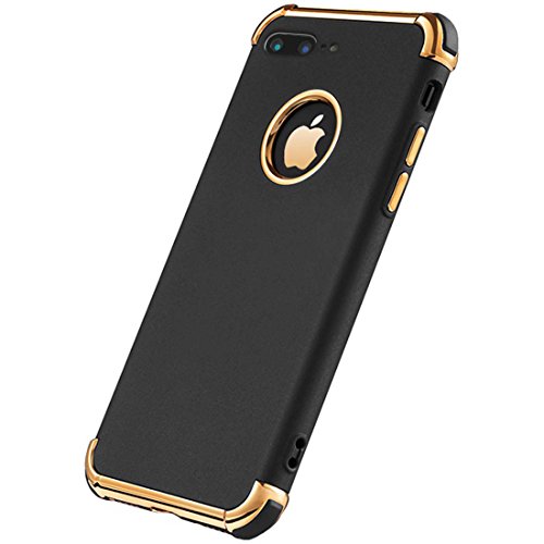 iPhone 7 Plus Case, Ultra Slim Flexible iPhone 7 Plus Matte Case, Styles 3 in 1 Electroplated Shockproof Luxury Cover Case for iPhone 7 Plus (Black)