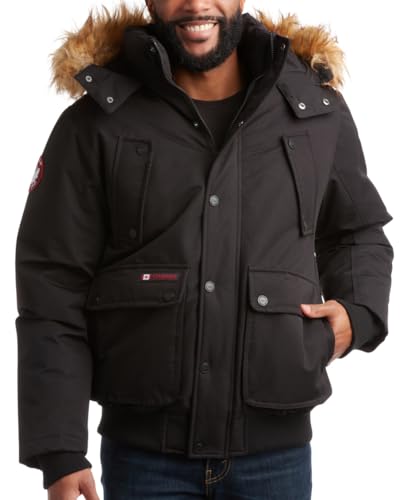 CANADA WEATHER GEAR Men’s Big & Tall Winter Jacket– Heavyweight Bomber Parka Coat– Jacket for Big and Tall Men (M-5XL), Size X-Large, Raven Black