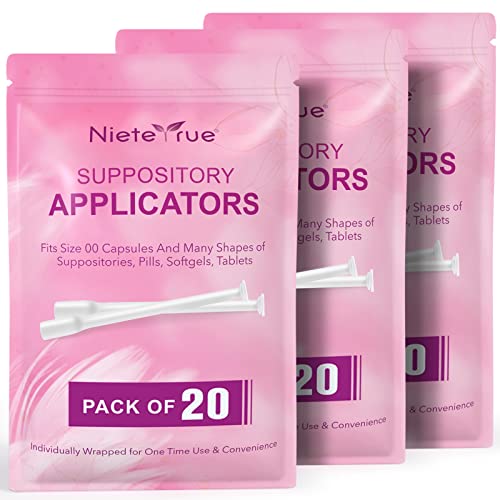 (60 Counts) Nieteyrue Suppository Applicator for Women Fit to Size 00 Cap-sules Soft Tip Auxiliary Tool for Pills Feminine Care Tablet Applicators Individually Wrapped