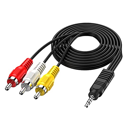 3.5 mm to RCA AV Camcorder Video Cable,3.5mm 1/8' TRRS Male to 3 RCA Male Plug Adapter Cord for TV,Smartphones,MP3, Tablets,Speakers,Home Theater - 5ft/1.5M