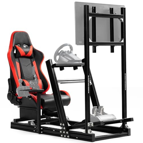 Dardoo F1 Racing Simulator Cockpit with Seat Display Frames Solid profile 40 x 80 mm Wheel Stand Fits for Logitech G920&G923, Thrustmaster T300RS Without Wheel, Pedal, Handbrake and Monitor