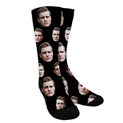 TinyName Custom Face Socks with Personalized Text for Men and Women