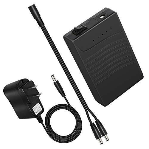 TalentCell Rechargeable 12V DC Output Lithium ion Battery Pack for LED Strip/Light/Panel/Amplifier and CCTV Camera with Charger, Multi-led Indicator Black (3000mAh)