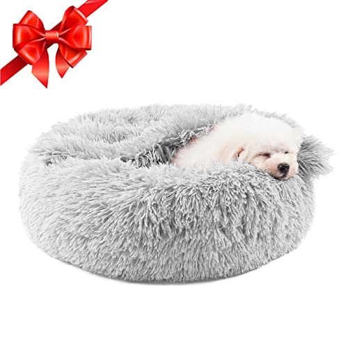 Himax Dog Beds for Small Dogs, Donut Dog Bed with Blanket Attached, Calming Dog Bed Washable Medium(20'/26'/35')…