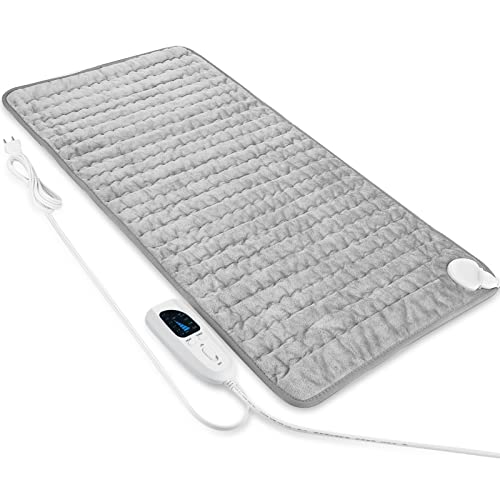 Heating Pad - Electric Heating Pads - Hot Heated Pad for Back Pain Muscle Pain Relieve - Dry & Moist Heat Option - Auto Shut Off Function (Light Gray, 33''×17'')