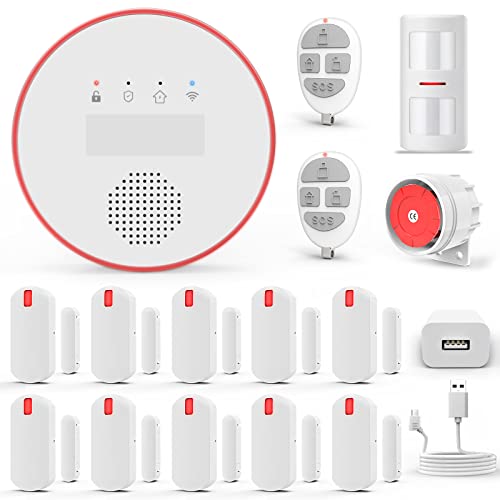 YISEELE Alarm System for Home Security, Wi-Fi Door Alarms for Safety with APP Alert (2.4GHz and 5GHz WiFi), Wireless 16-Piece kit: HUB, Door Sensors, Anti-pet PIR, Remotes, Work with Alexa