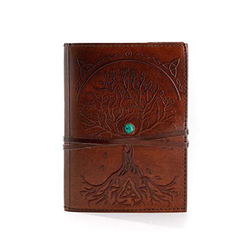Leather Journal in Brown 8x6 Refillable Lined Paper Tree of Life Handmade writing Notebook Diary Leather Bound Daily Notepad for women and men Writing pad for Artist Sketch by KPL