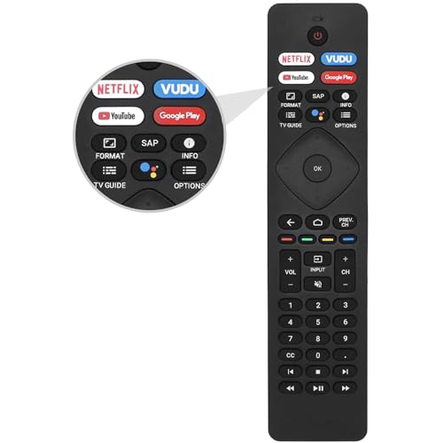 Voice Remote Control NH800UP RF402A-V14 Replacement for Philips Android LED LCD 4K Smart TV 43PFL5766/F7 50PFL5704/F7 55PFL5604/F7 55PFL5704/F7 65PFL5504/F7 65PFL5704/F7 75PFL5704/F7 65PFL5604/P7