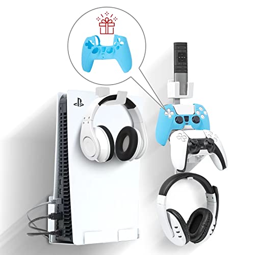 PS5 Accessories Kit, PS5 Wall Mount Kit, PS5 Wall Mount with Playstation 5 Controller Holder, PS5 Headphone Hook and PS5 Controller Skin - 4 in 1