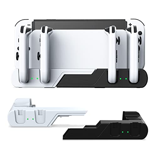 ZNKG Switch Controller Charging Dock Station Compatible with Nintendo Switch & OLED Model with 4 Joy-con Charging Slots, Joy Con Charger Stand Station for Nintendo Switch with 2 Game Card Slots Dobe